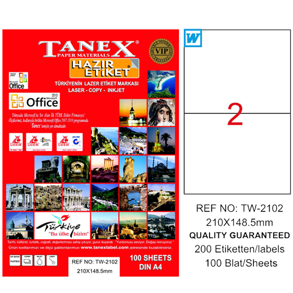 Tanex Laser Etiket 100 YP 210x148.5 Laser-Copy-Inkjet TW-2102