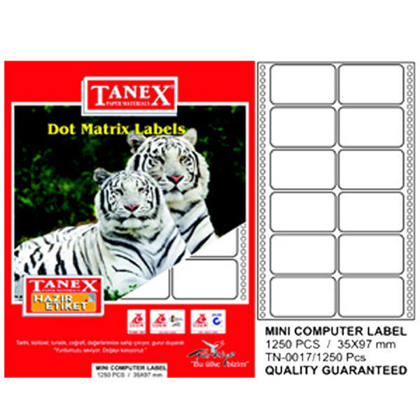 Tanex Sürekli Form Etiket 1250 Lİ 35x97